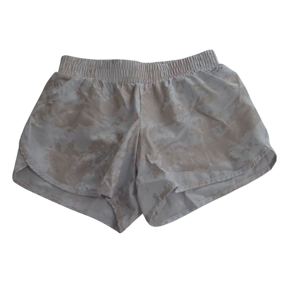 DSG Athletic Running Shorts Girls Size M Marble Print Cream Metallic Liner